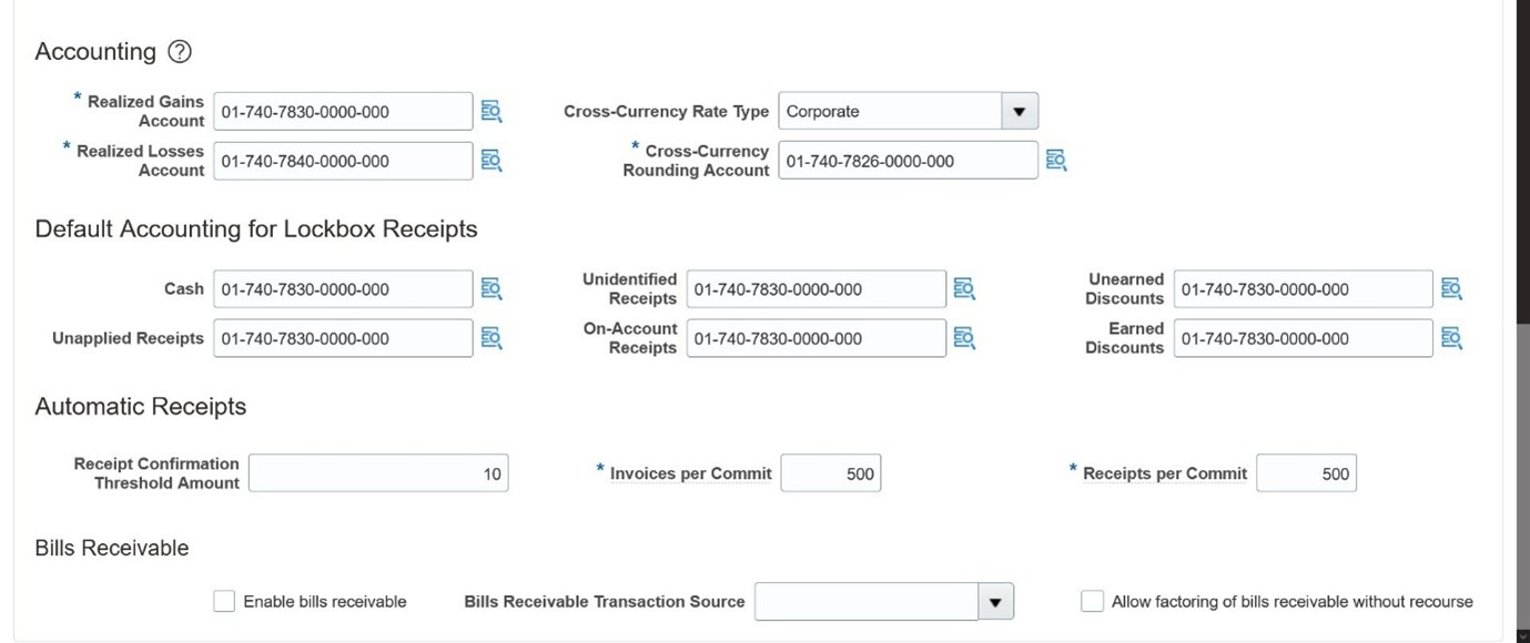 Receivables system options