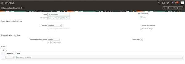 Manage AutoCashRule set