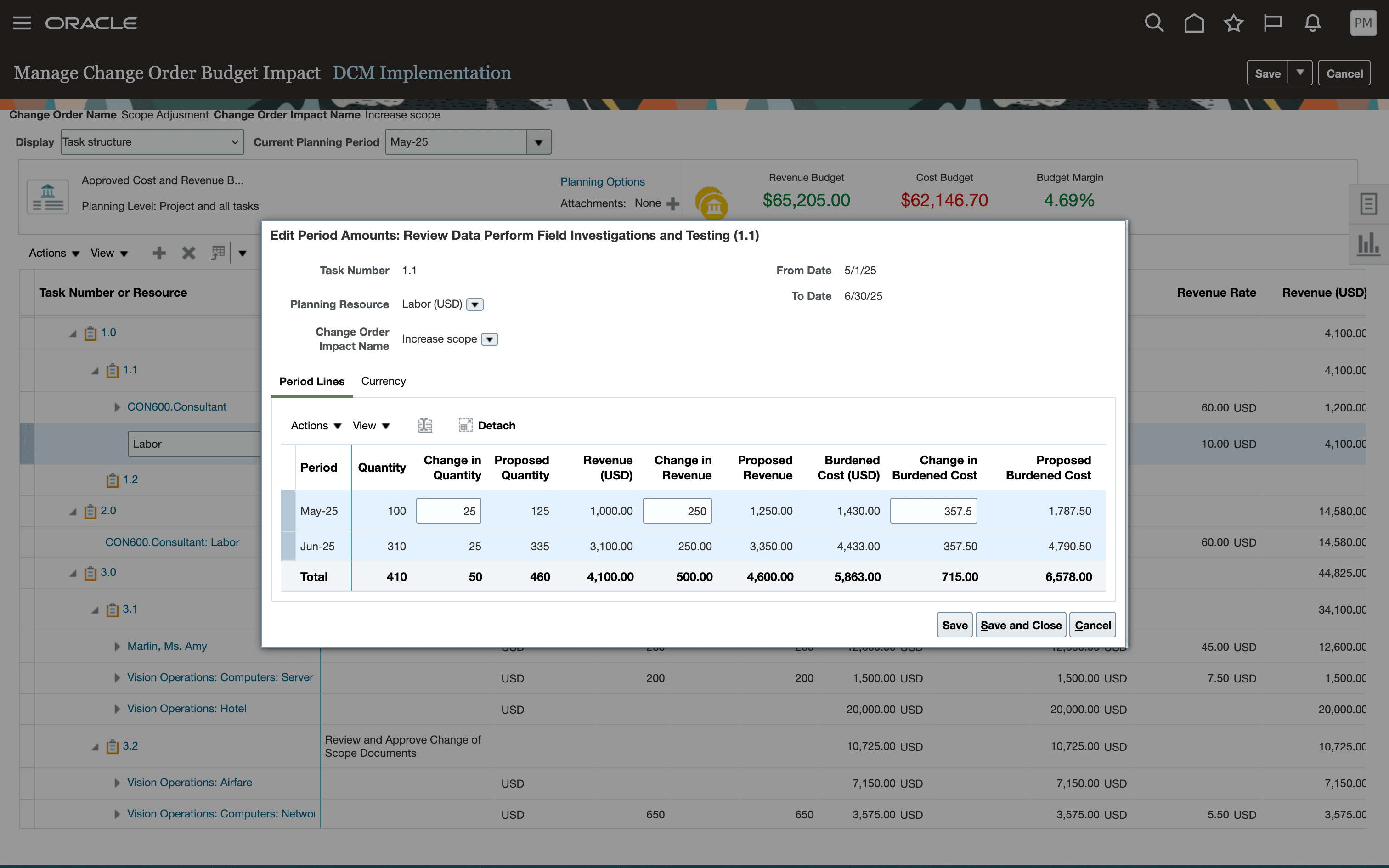 Edit Periodic Amounts - Change Columns