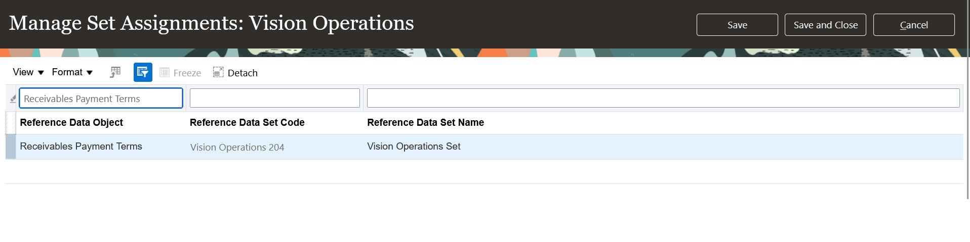 Payment Terms Reference Data Object