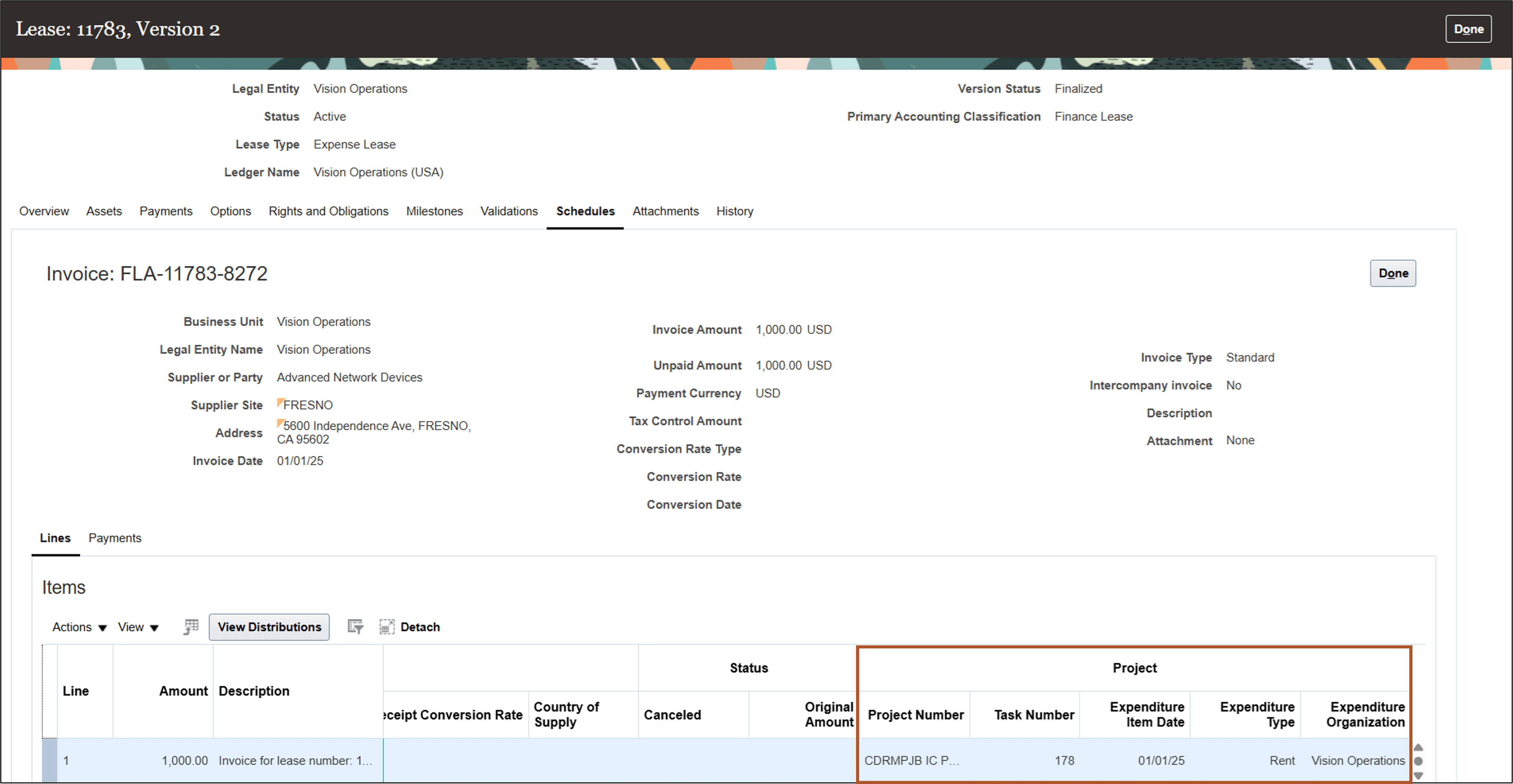 View Payables Invoice page