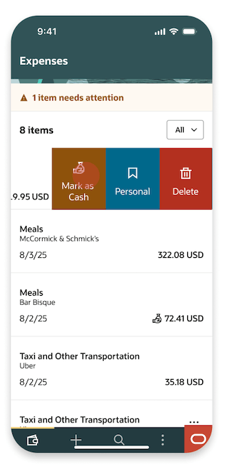 Mark as cash on mobile