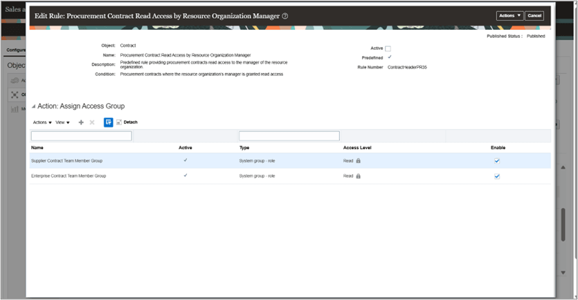 Editing Predefined Object Sharing Rule