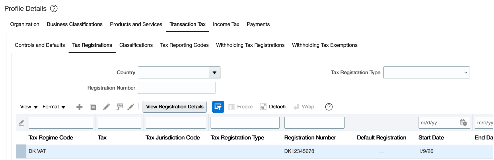 Supplier Tax Registration Number