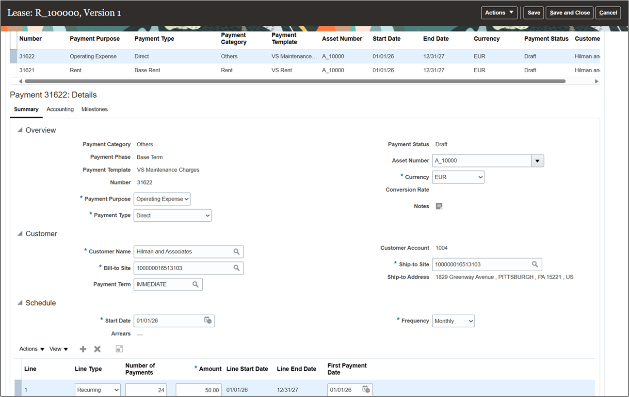 Payment Details page - Others