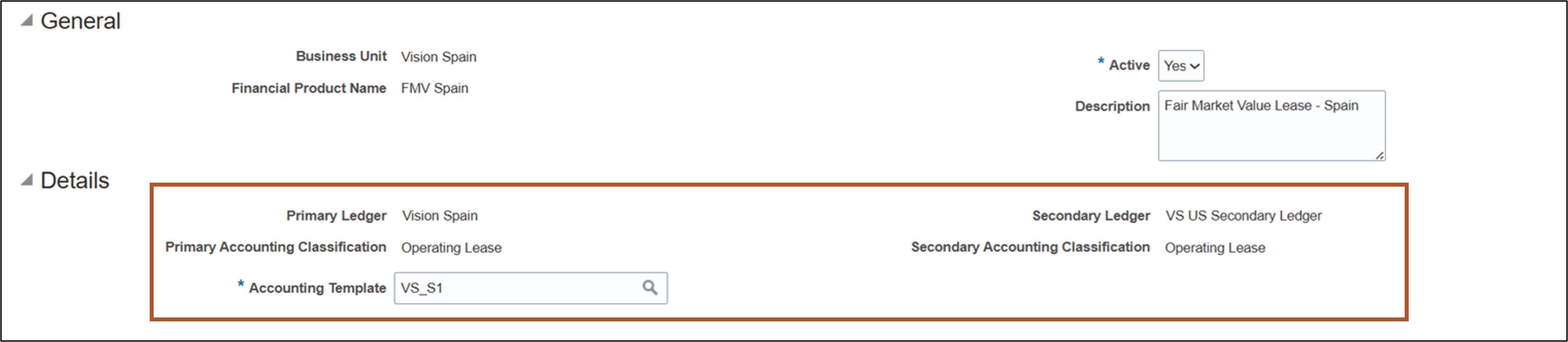 Create Financial Product page