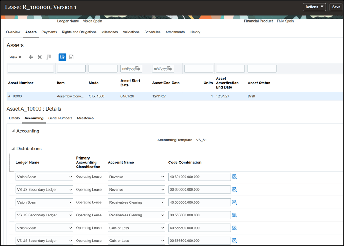 Asset Details Accounting tab