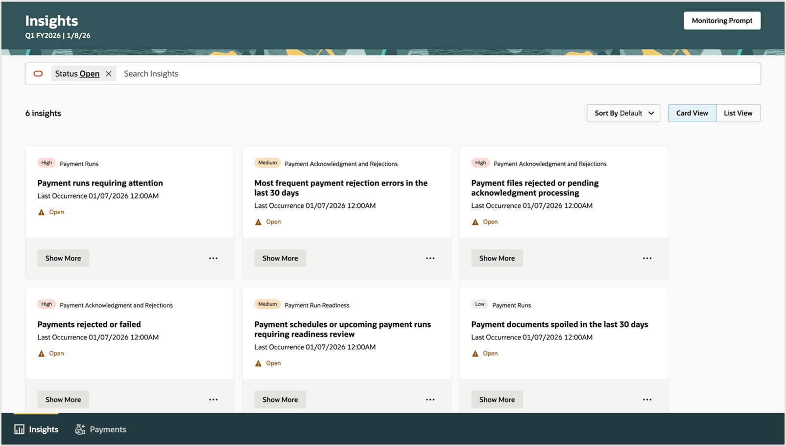 User has an option to review payment runs that require immediate user review and action