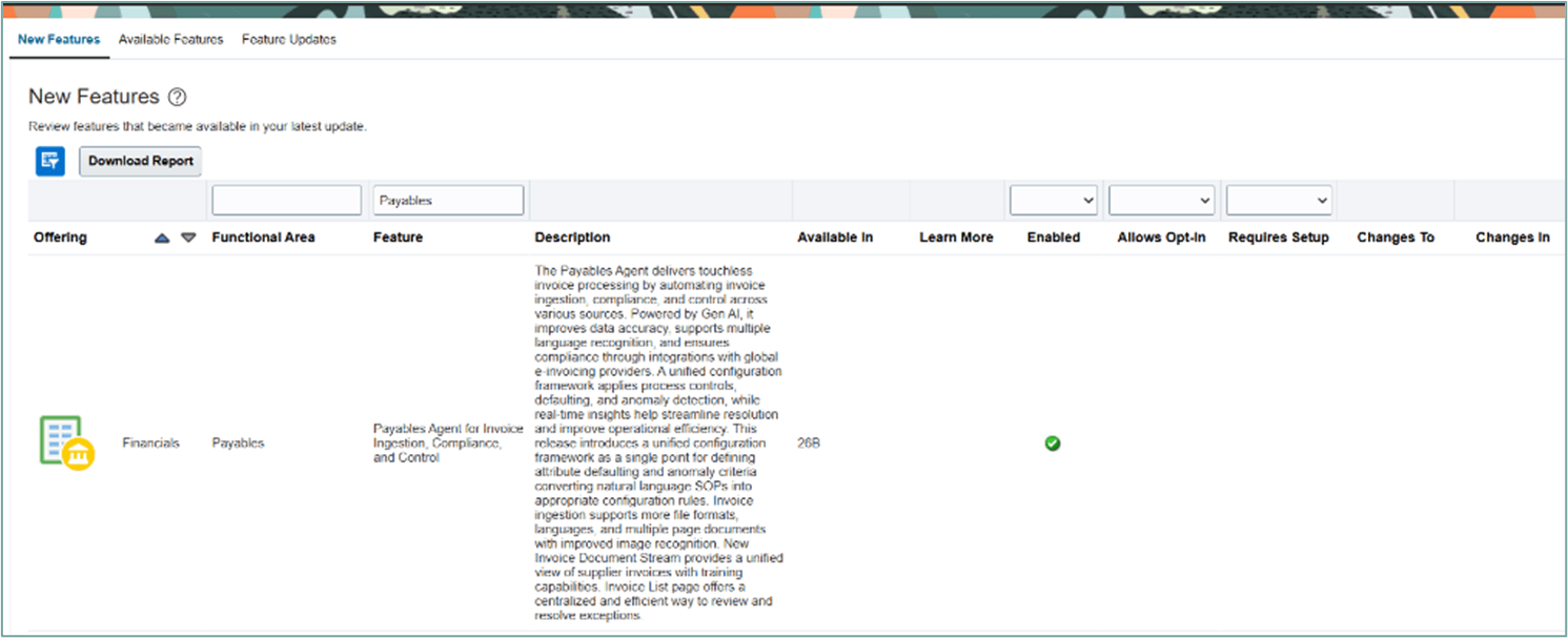 The Feature Enablement Details