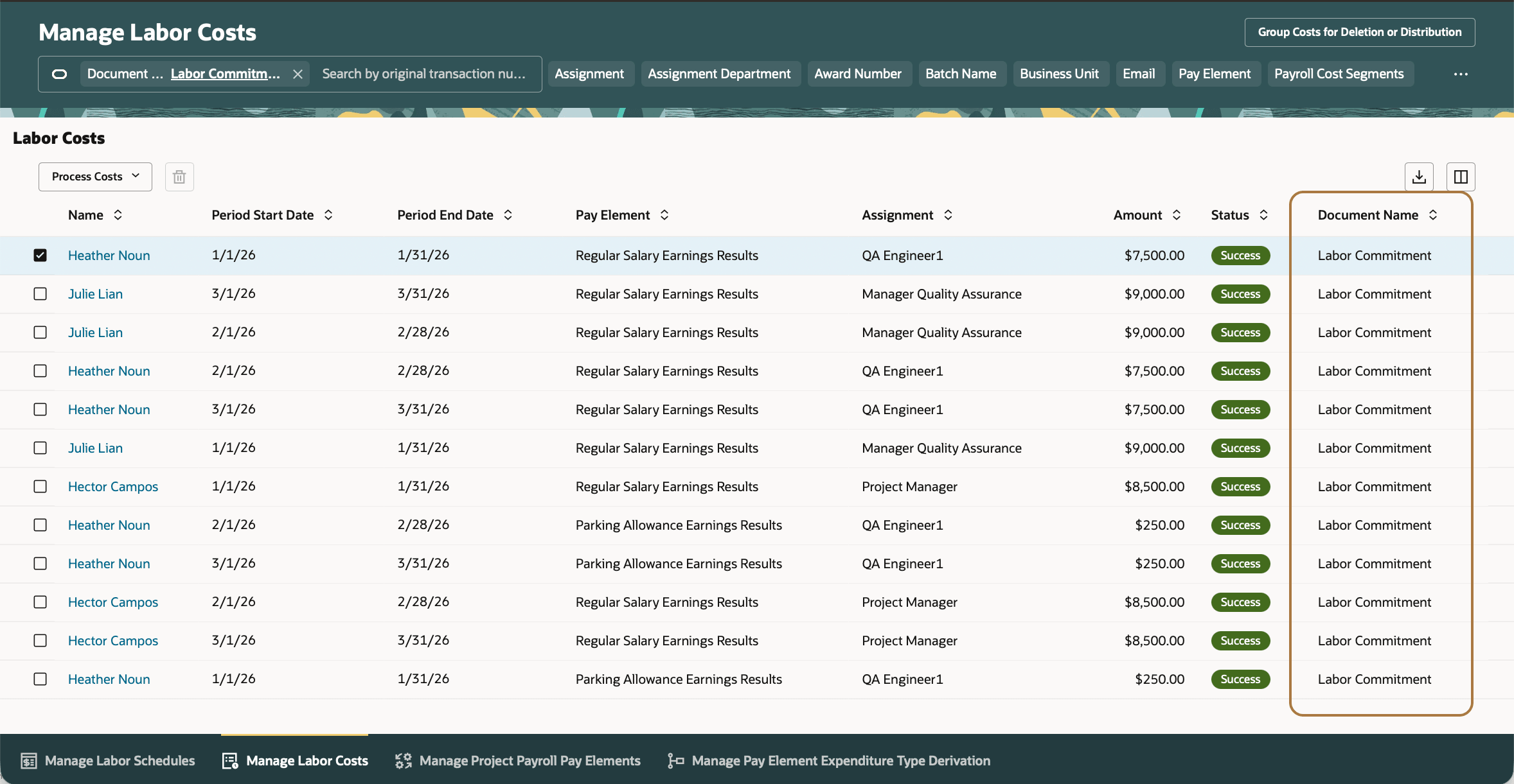 Manage Labor Costs Labor Commitments
