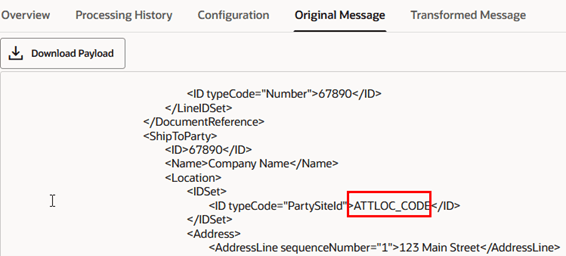 Original Message Payload