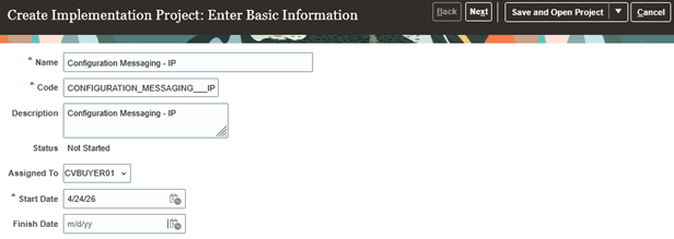Create Implementation Project