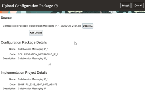 Upload Configuration Package Details