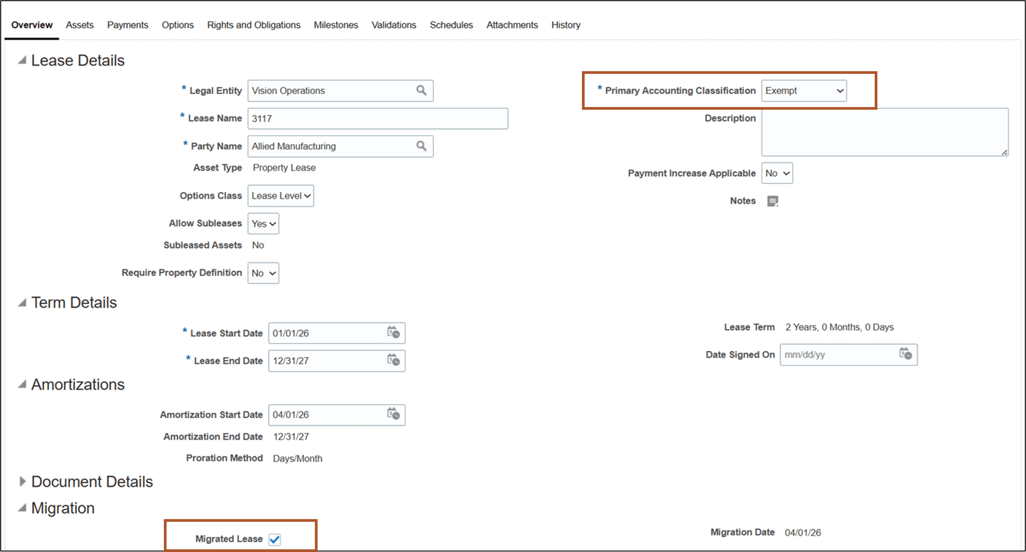 Lease Details Page