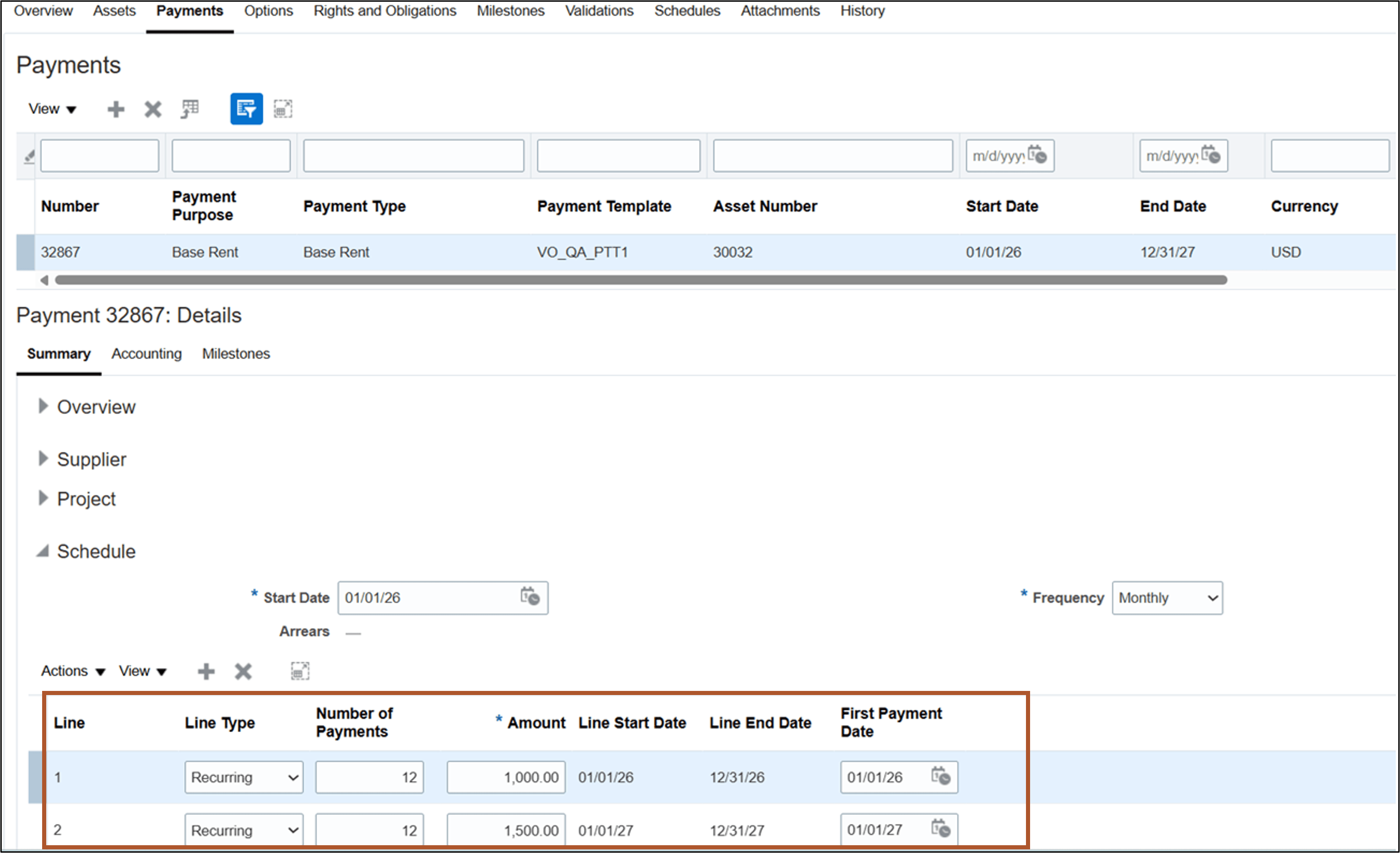 Payment Details page