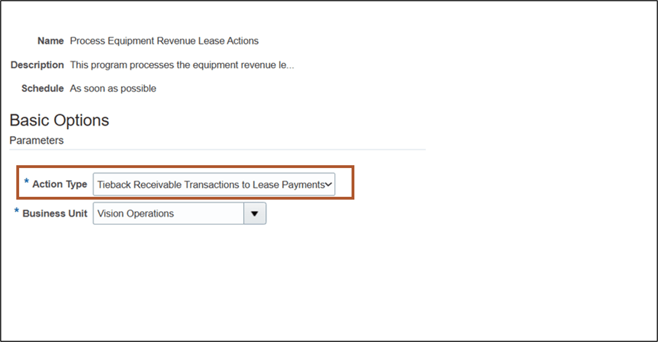 Process Payment Tiebacks for Equipment Revenue Leases