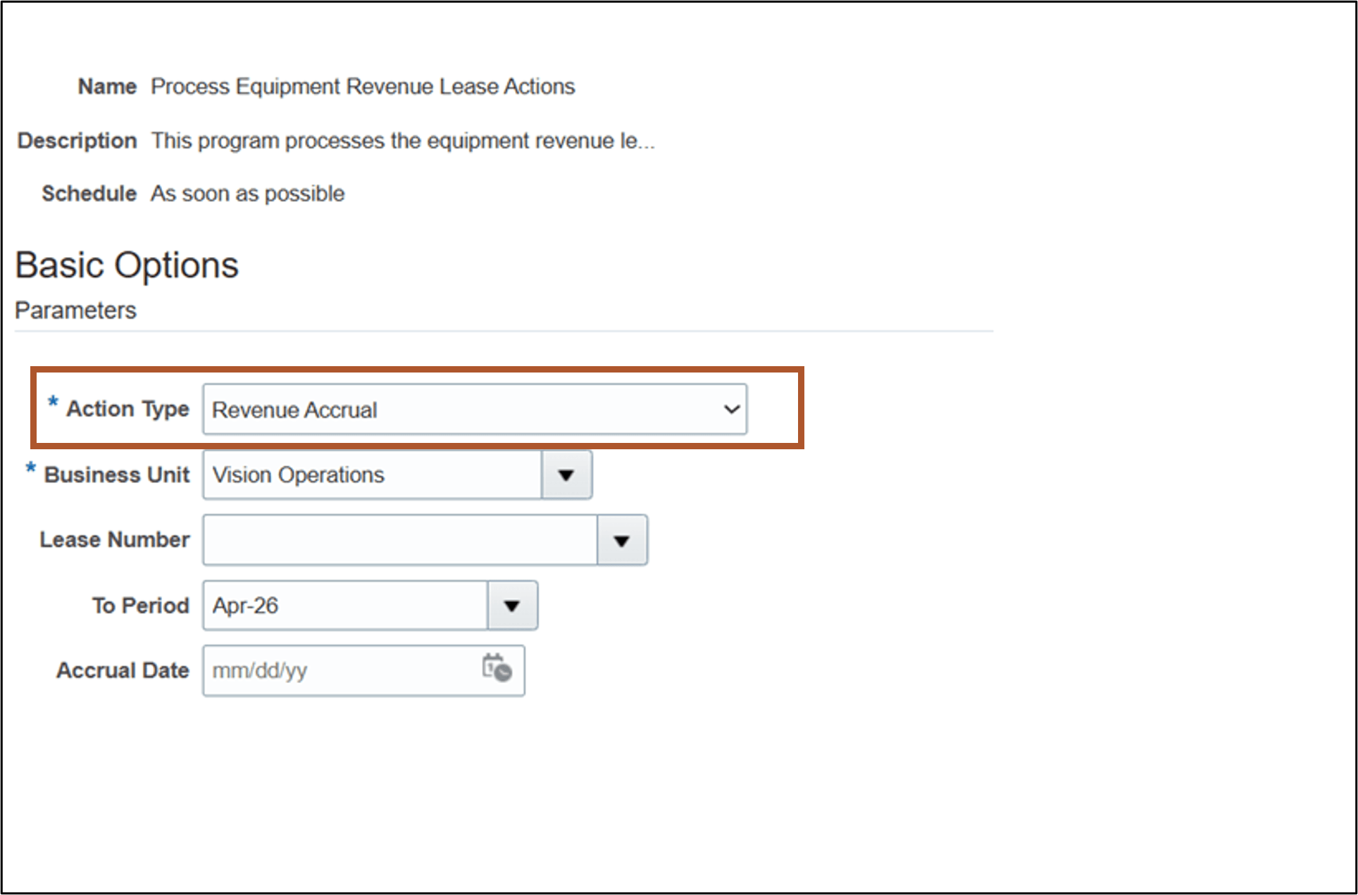 Process Accruals for Equipment Revenue Leases