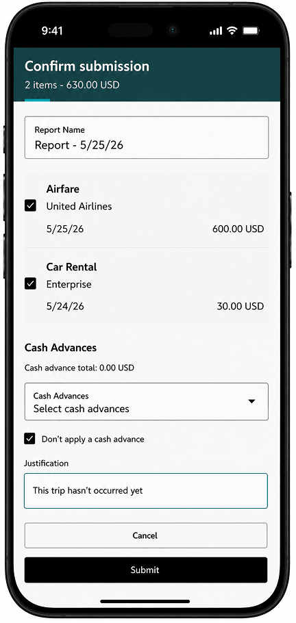 Don't apply a cash advance and provide a justification