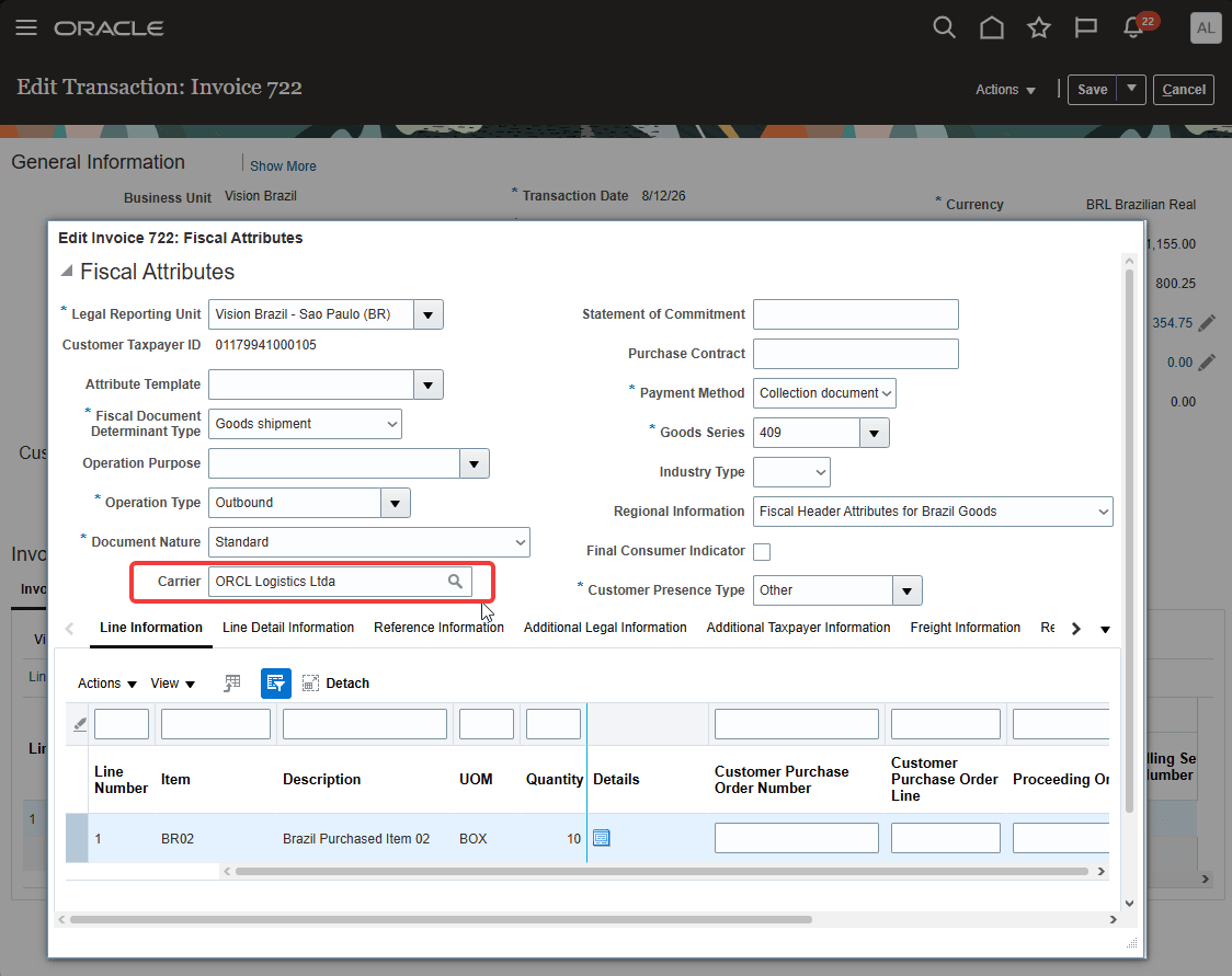 Fiscal Attributes page