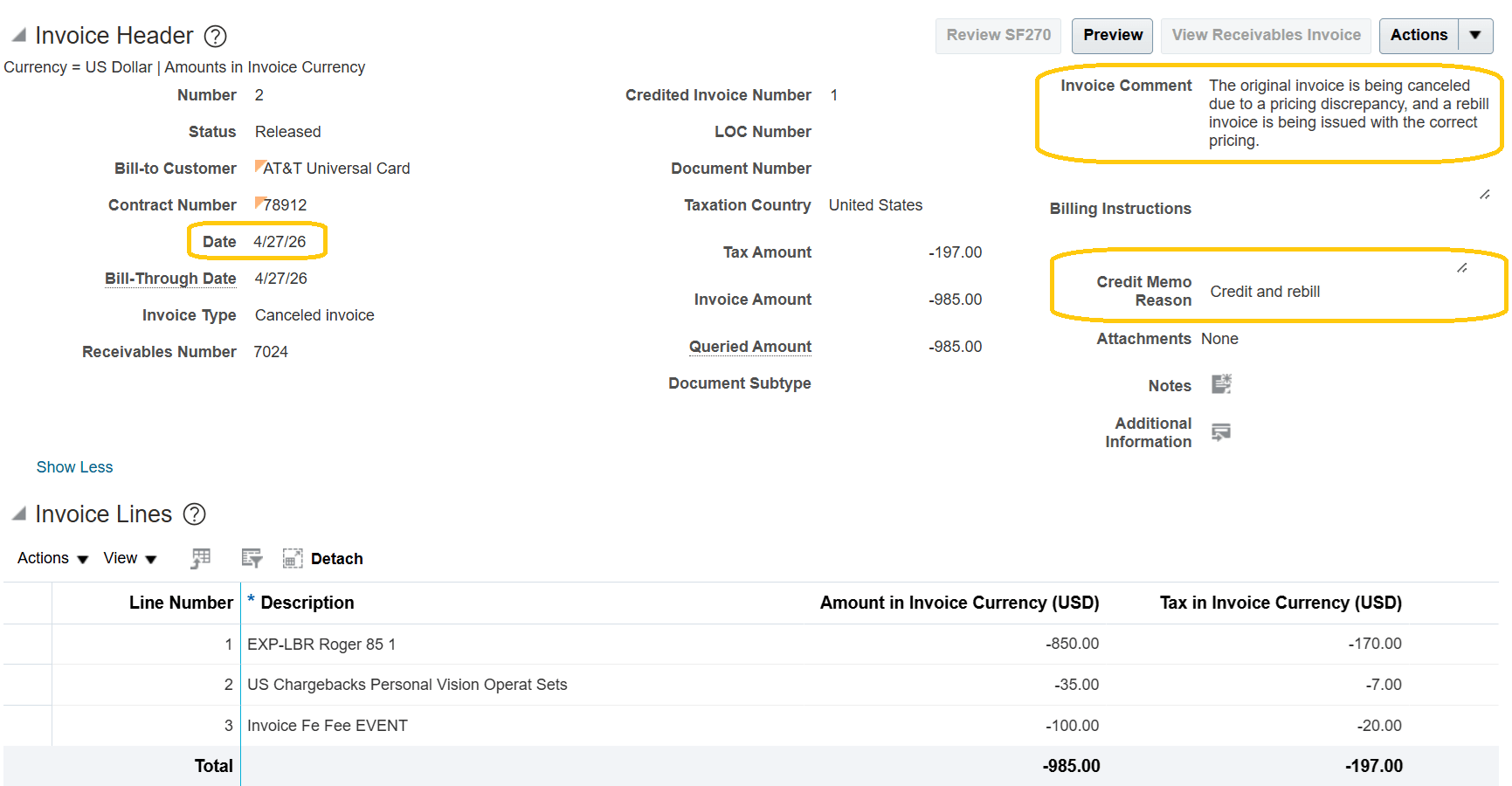 Canceled Invoice