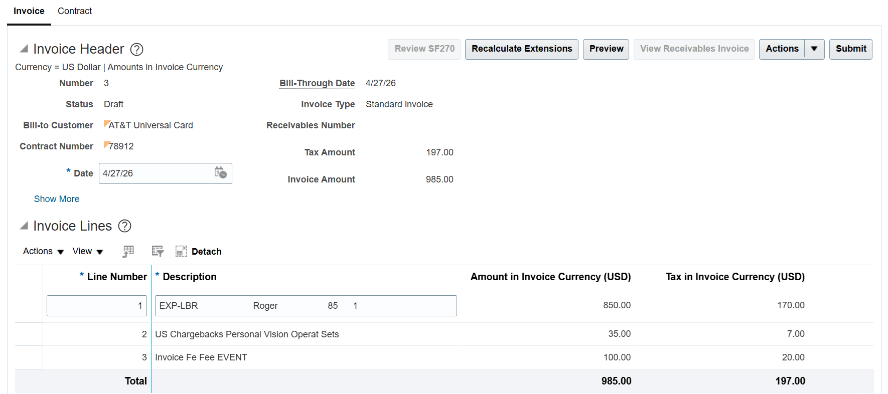 Rebill Invoice
