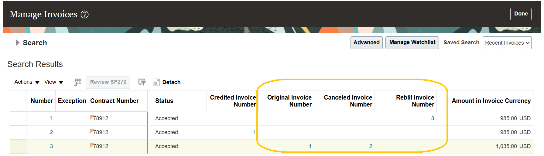 Invoice References