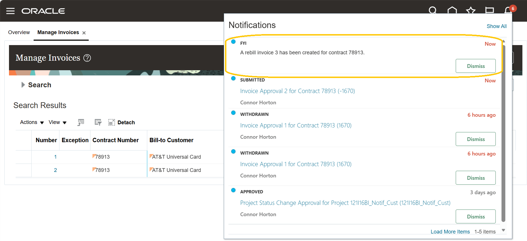 Rebill Invoice Notification