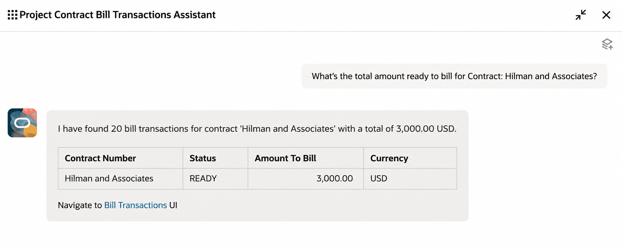Bill Transactions Summary