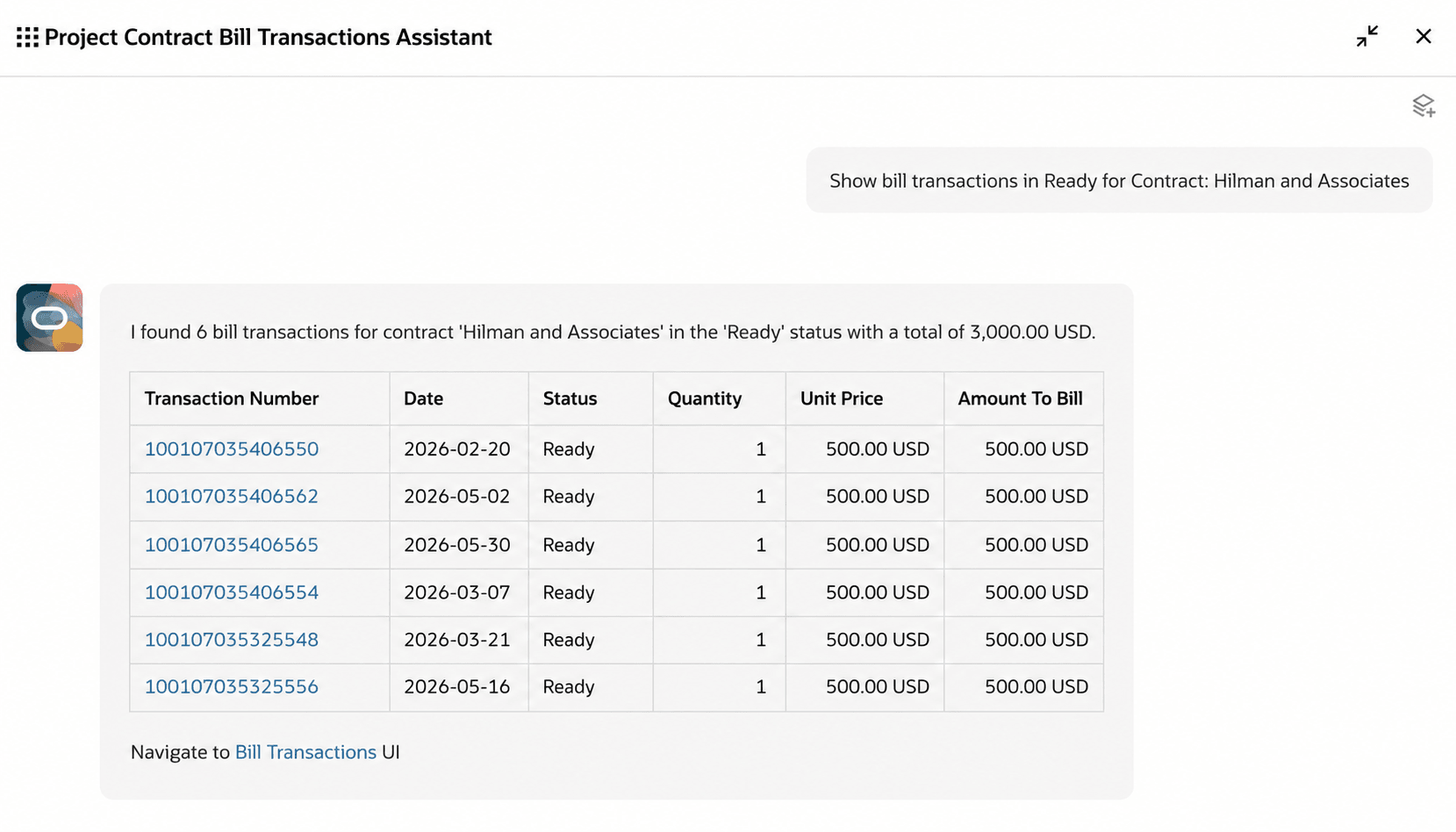 Review Bill Transactions