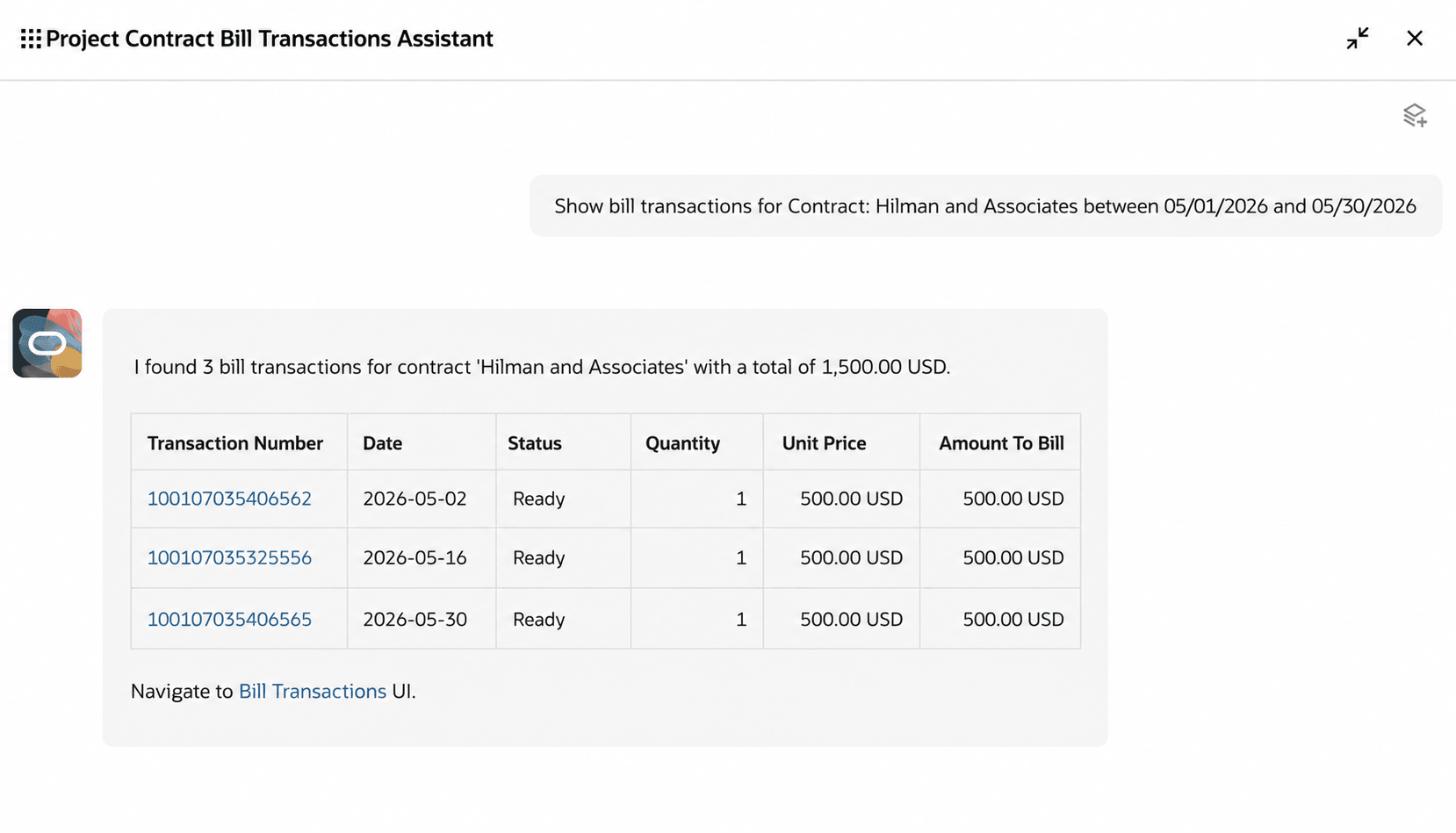 Filtering Bill Transactions by Date Range
