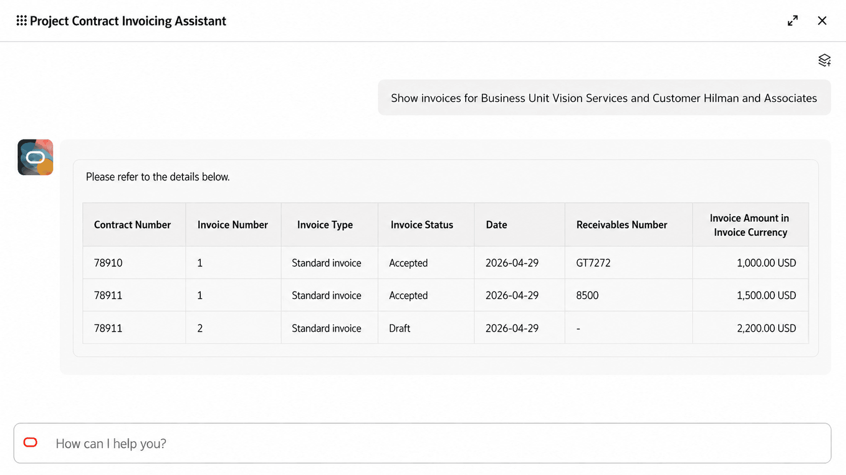View Invoices by Business Unit and Customer