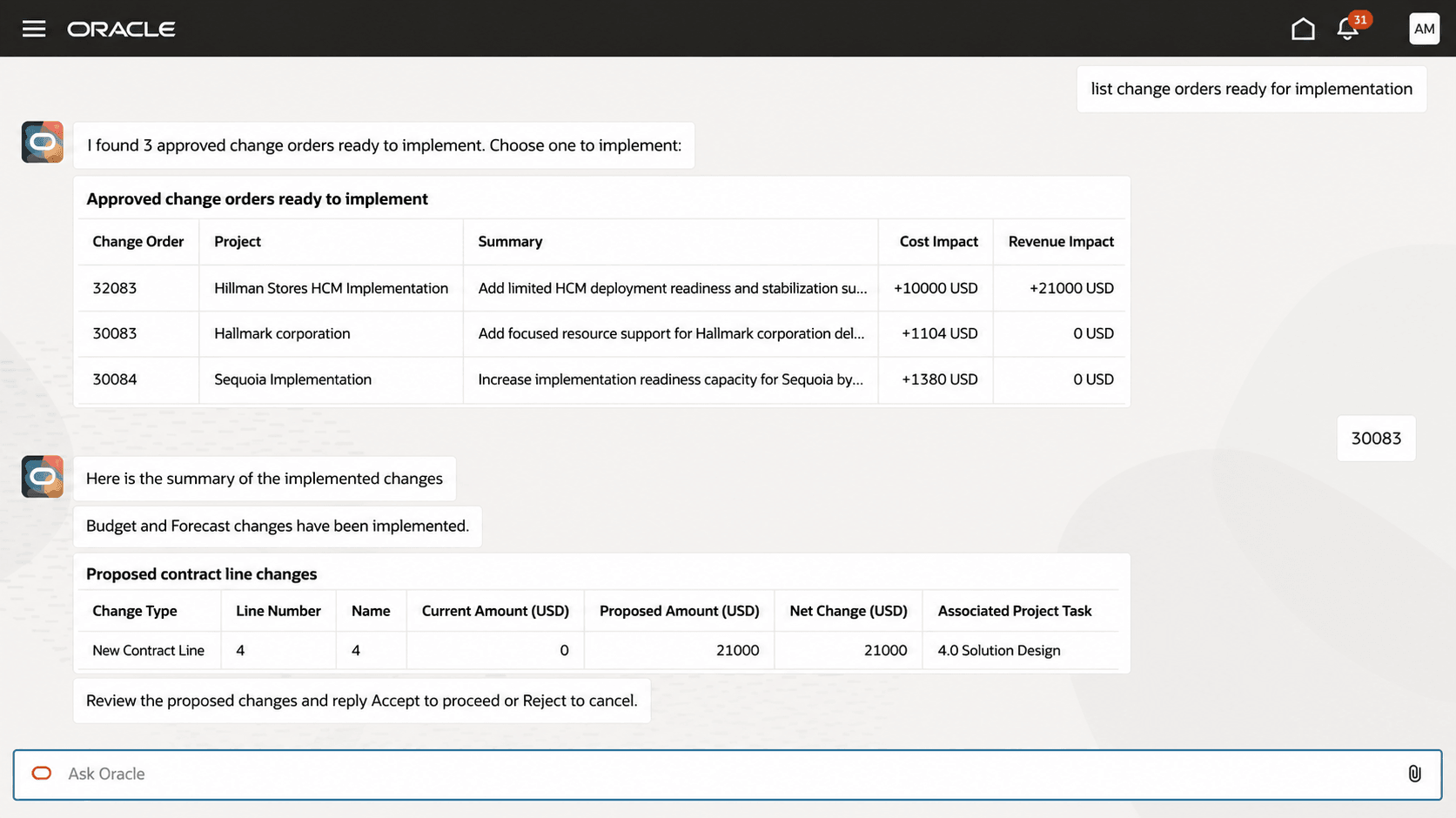 Change Order Implementation