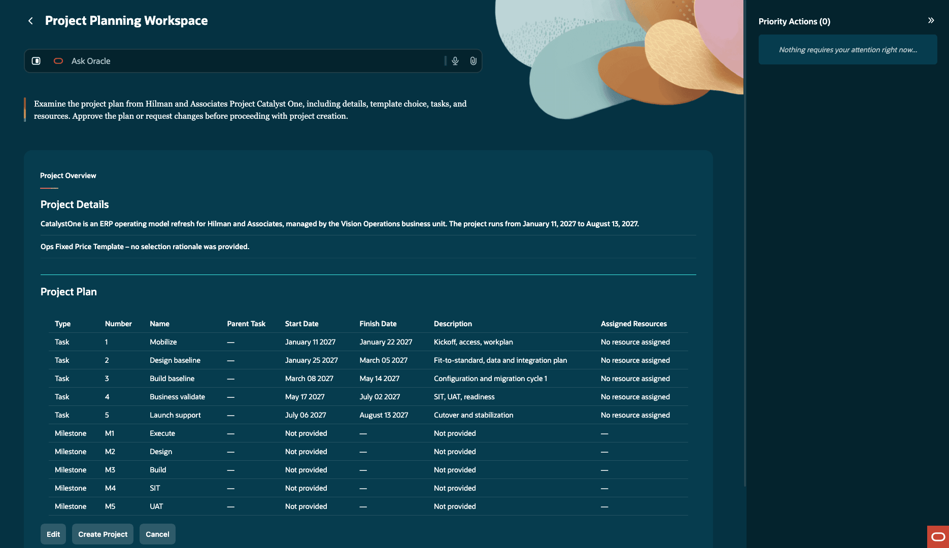 Start a project from a project initiation recommendation
