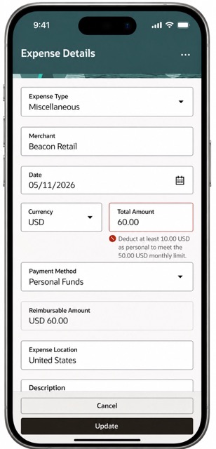 Monthly limit validation