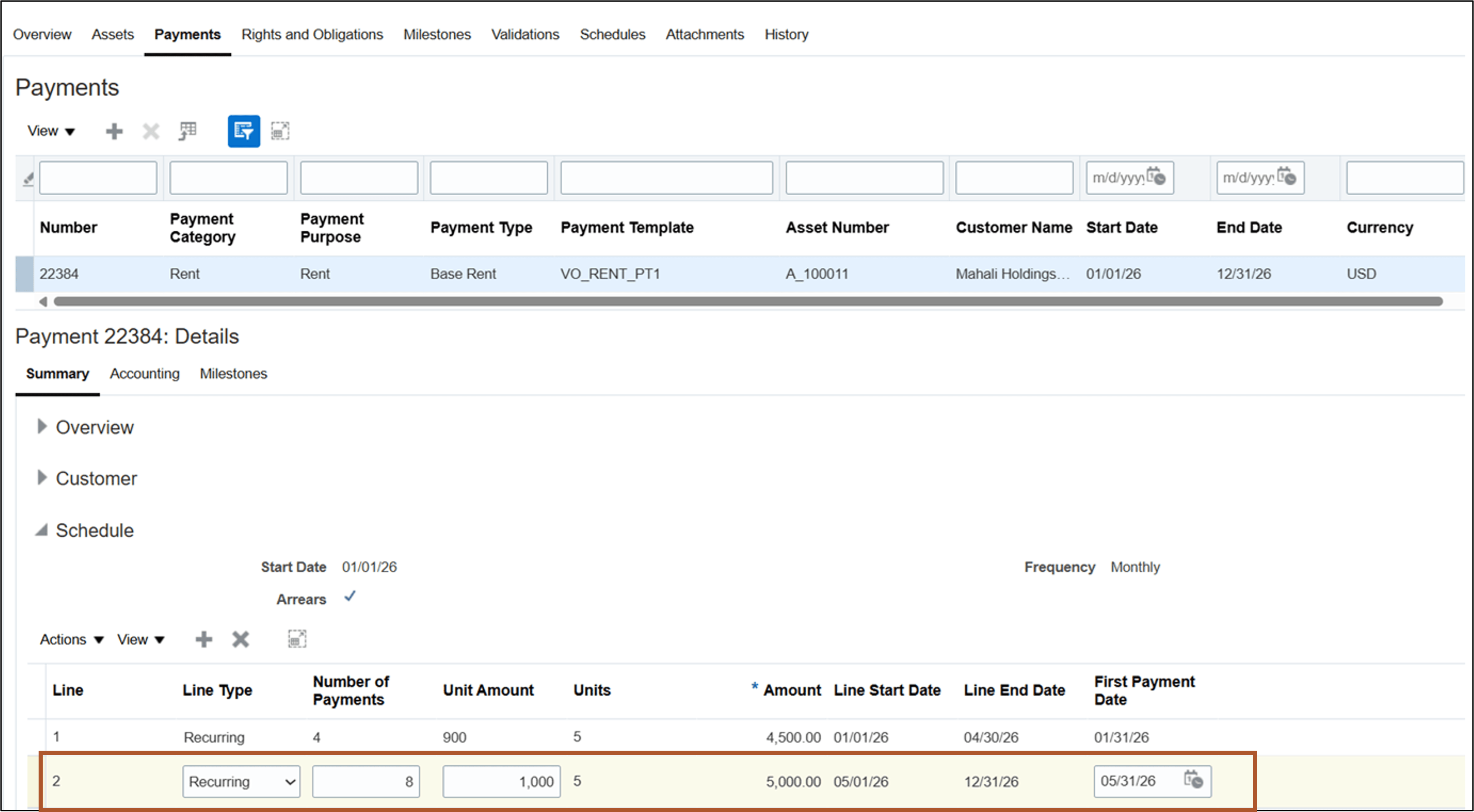 Update Payment page
