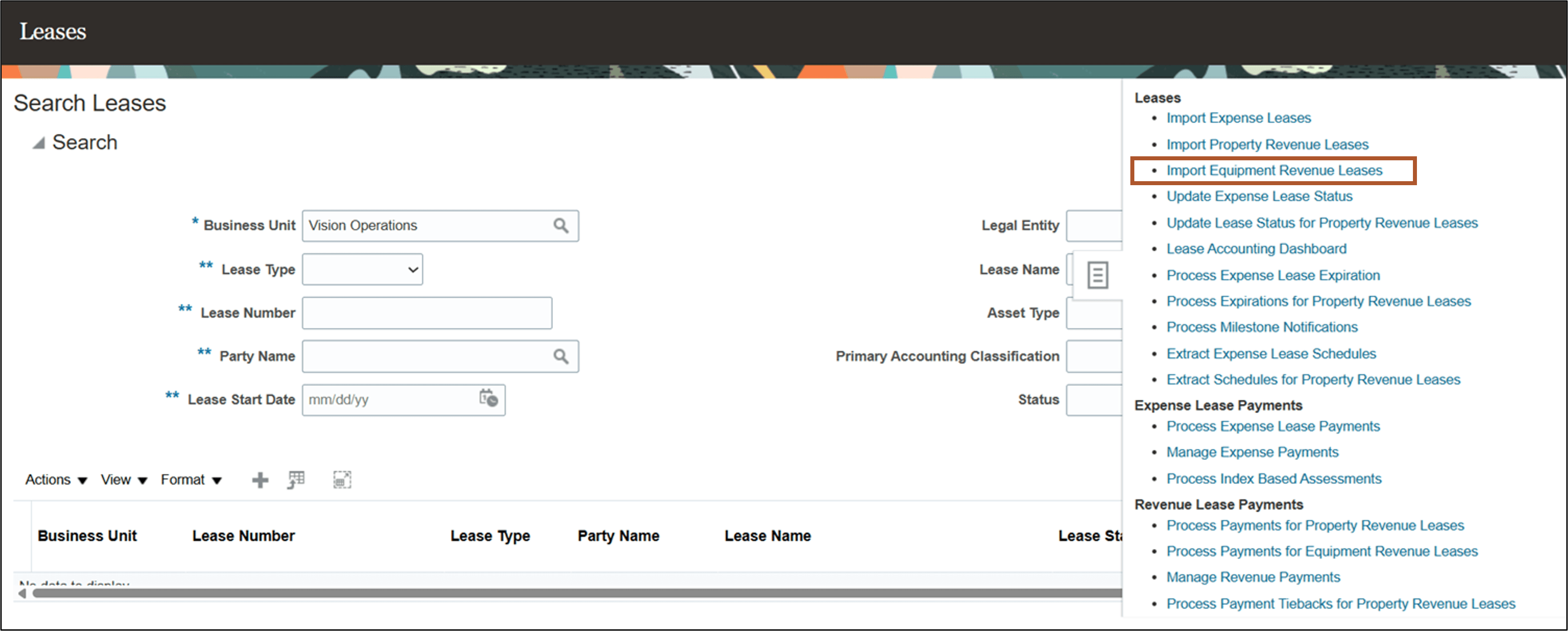 Search Leases Page - Side-Panel