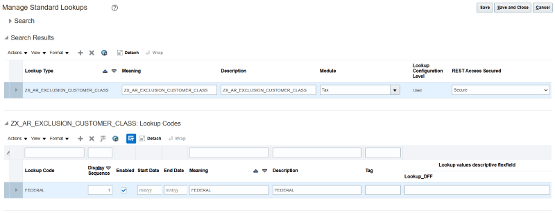 Lookup type for exclusion by customer classes.