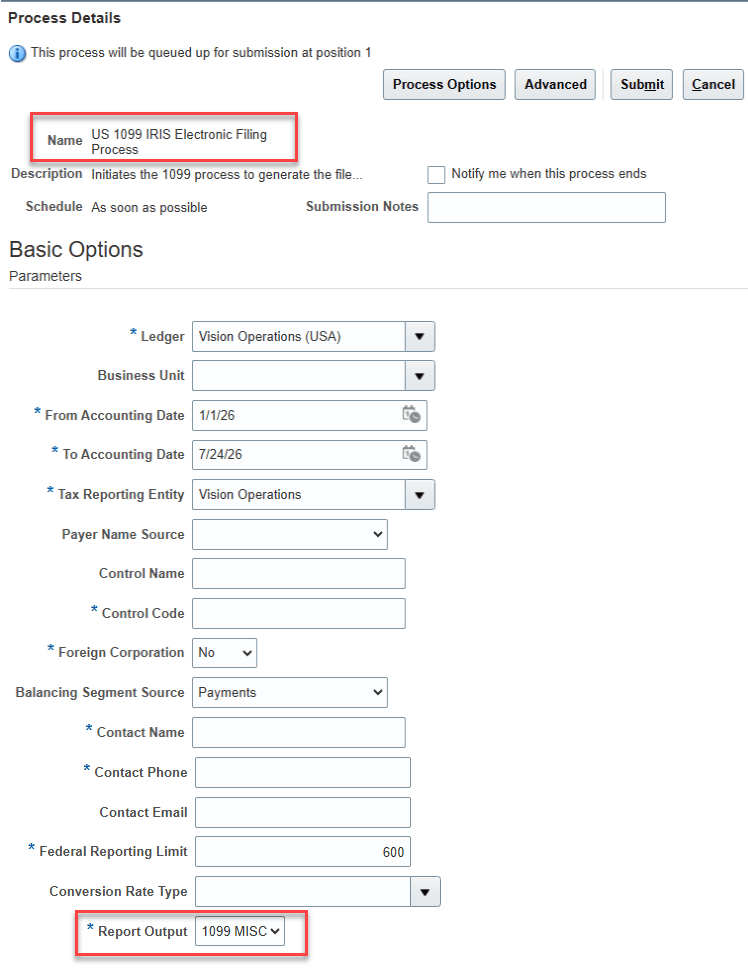 Submit US 1099 IRIS Electronic Filing Process
