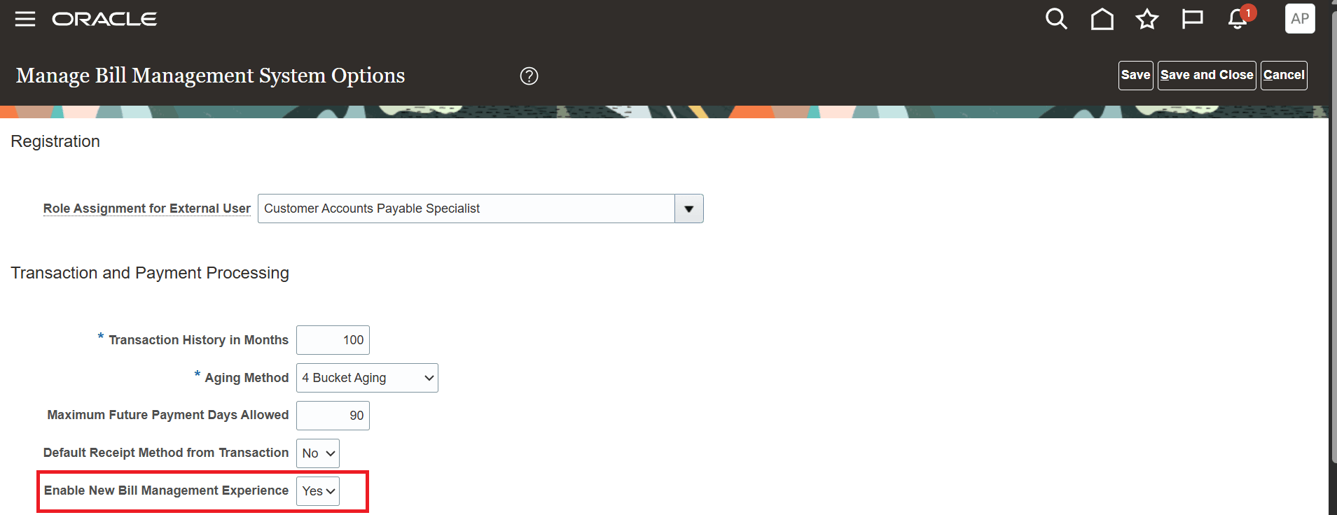 Manage Bill Management System Options