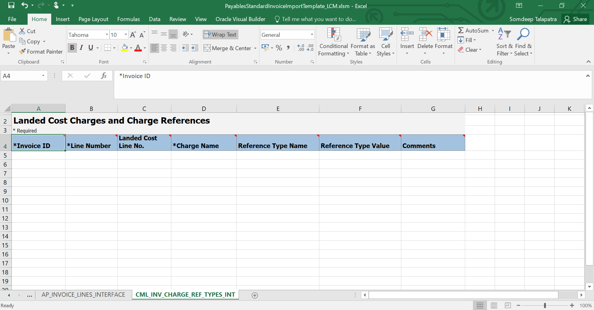 LCM Charge Reference sheet