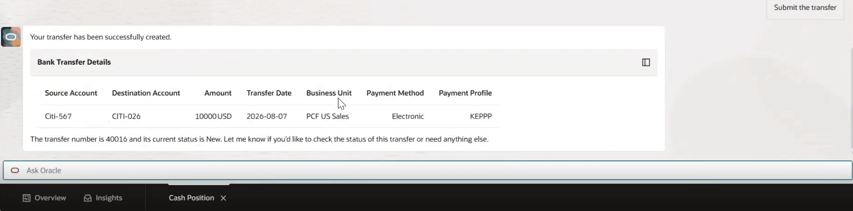 Bank Transfer Generation