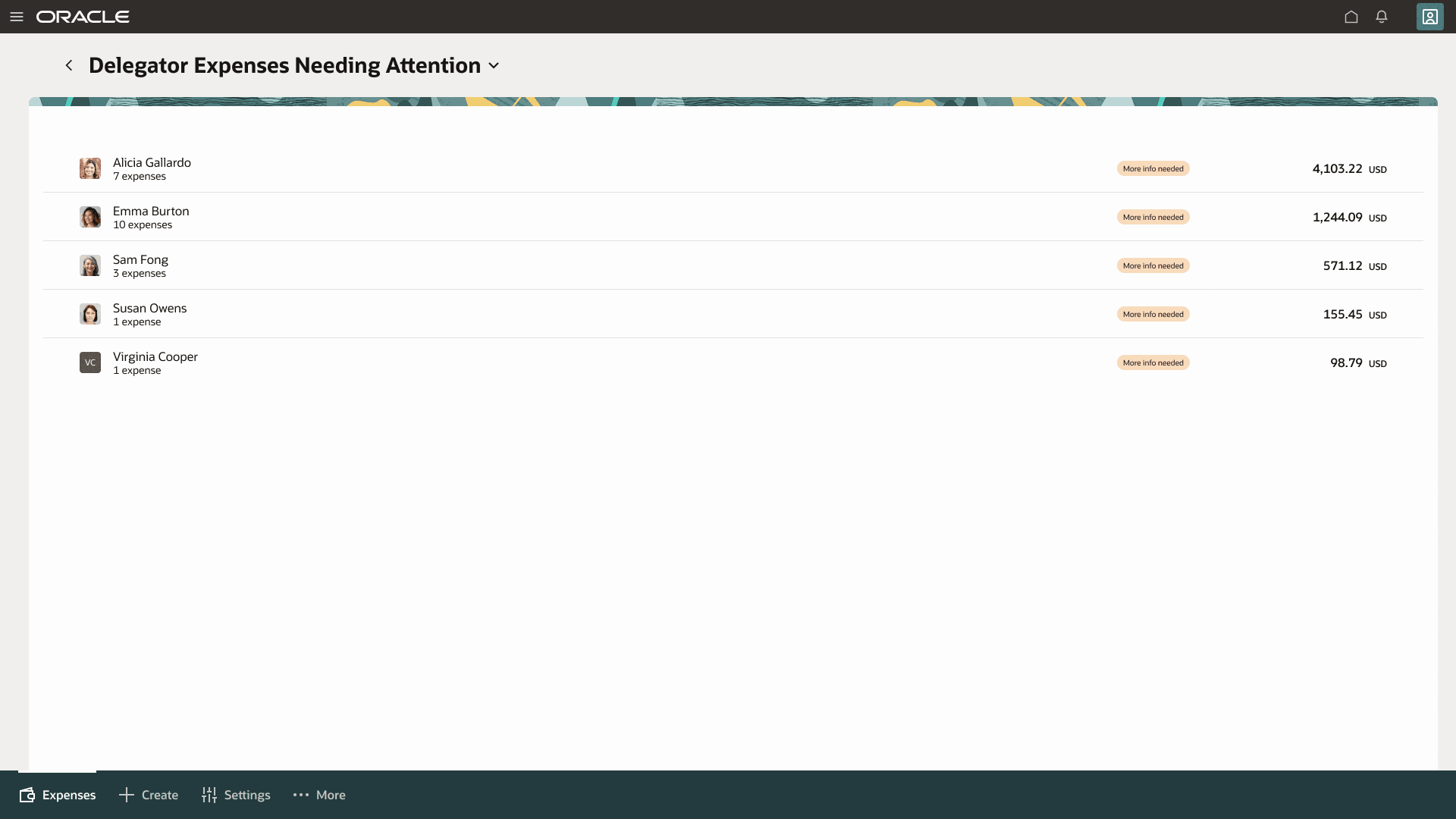Delegate list view.