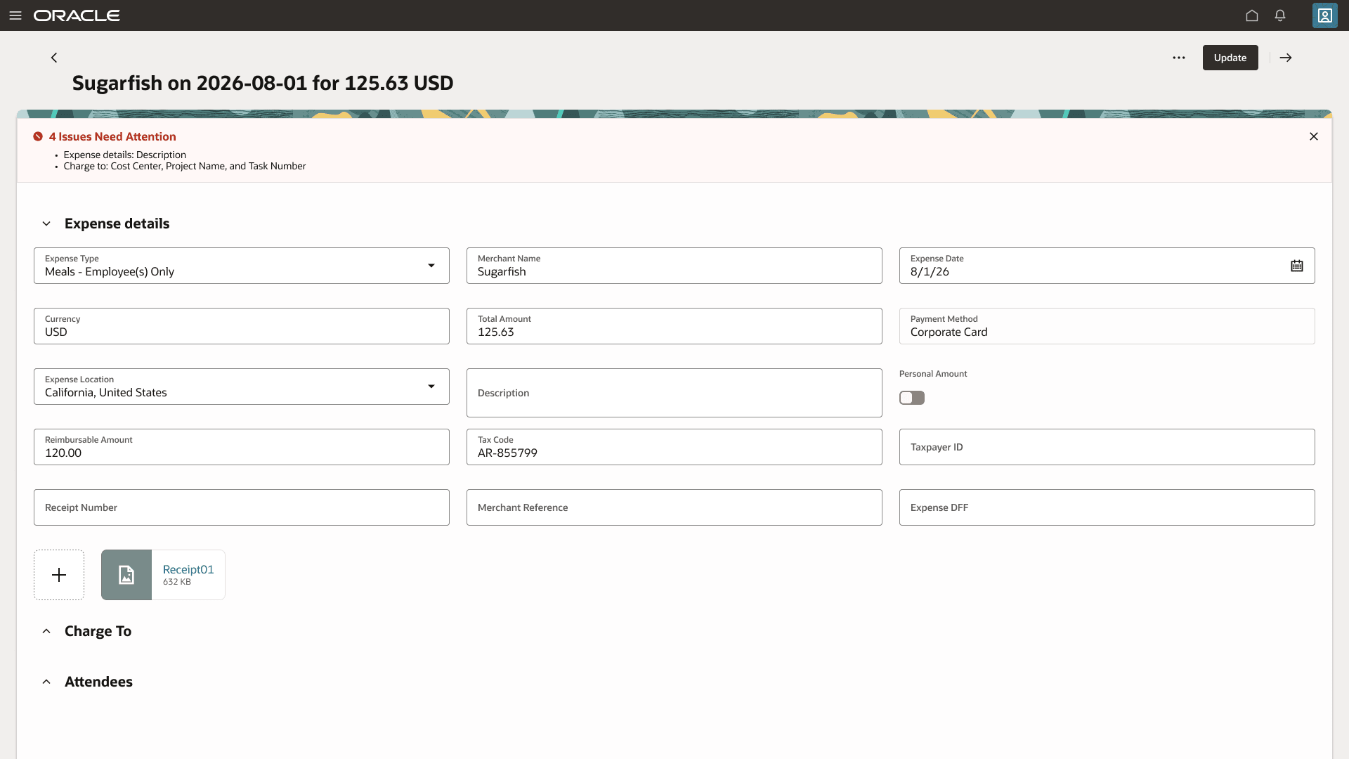 The new expense details page.