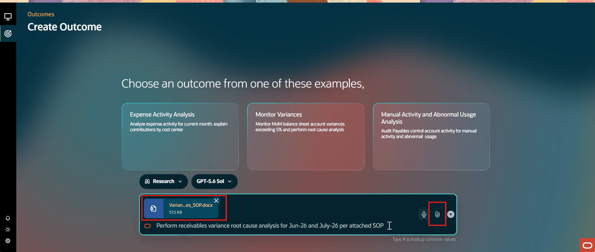 Create Outcome with SOP