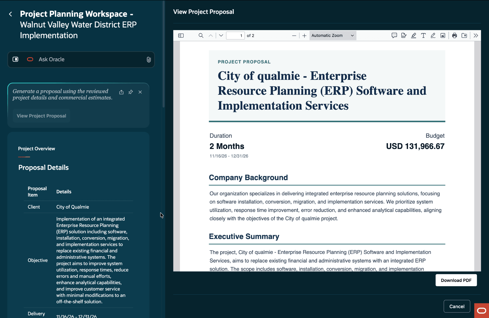 Refine an opportunity cost estimate and generate a proposal.