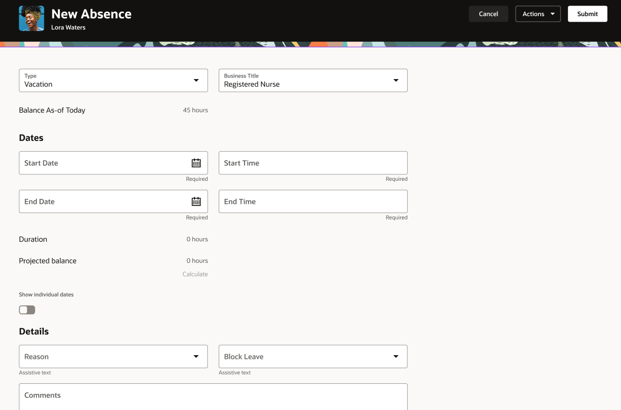 Screen capture of the new Absence Redwood page
