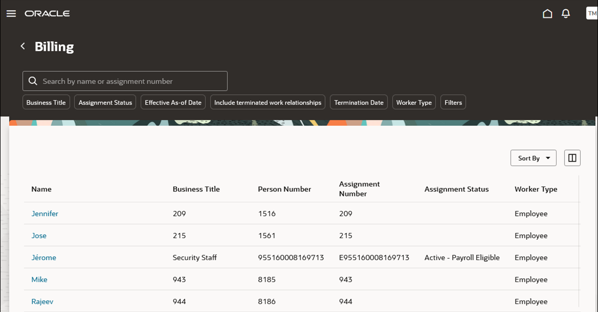 Screen capture of the Benefits Service Center Benefits Billing Redwood page. 