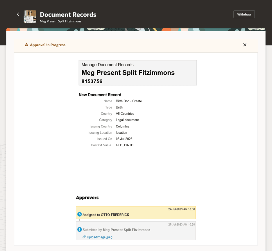 Details of the Approval