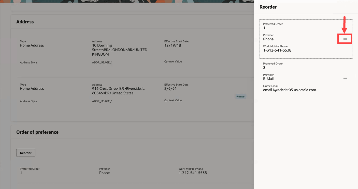 Reorder the order of preference for records