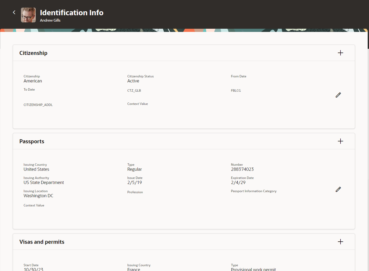 Identification Info page in Redwood